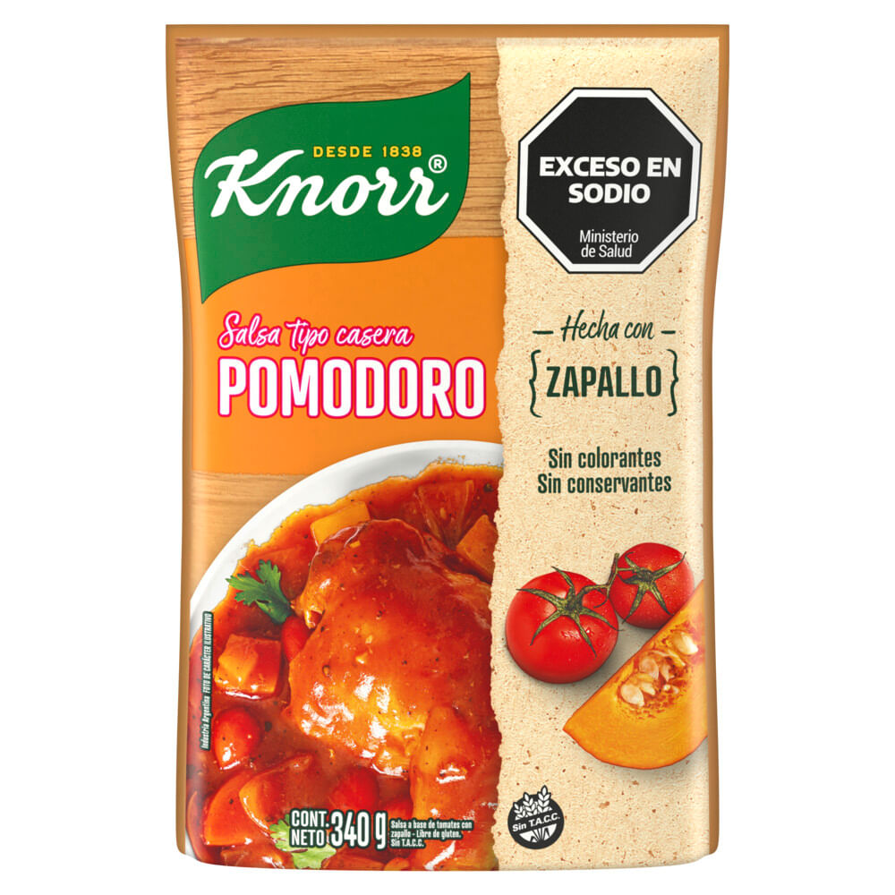 Salsa Lista Pomodoro C/Zapallo DP Nvo.O Knorr 340 Grs