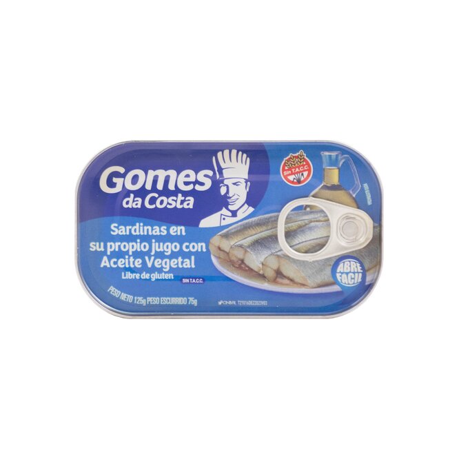 Sardinas con Aceite Vegetal Nvo.Oct Gomes da Costa 125 Grs