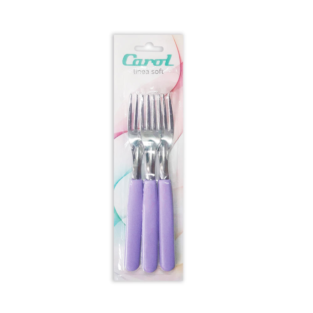 Tenedor Mango Plastico Lila x3 Carol 3 Un