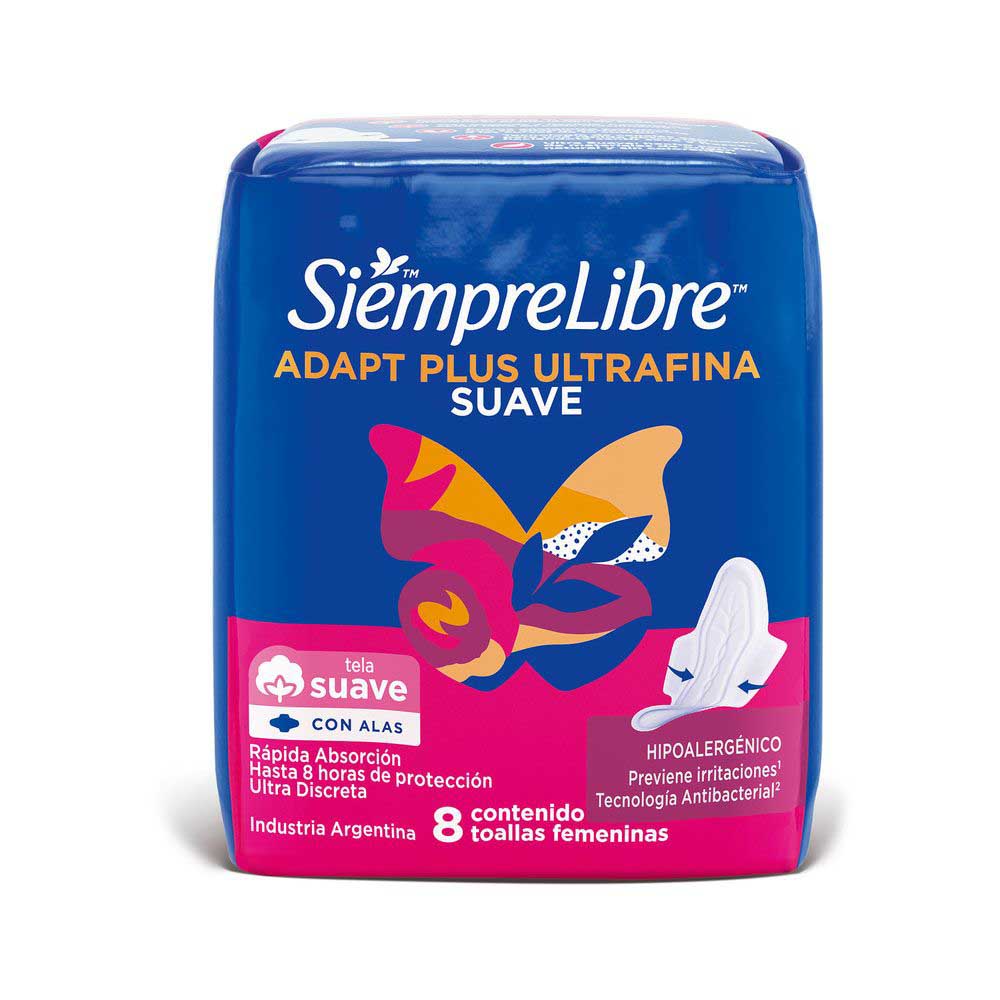 Toalla Fem. Adapt Plus Ultra Suave C/A Siempre Libre 8 Un