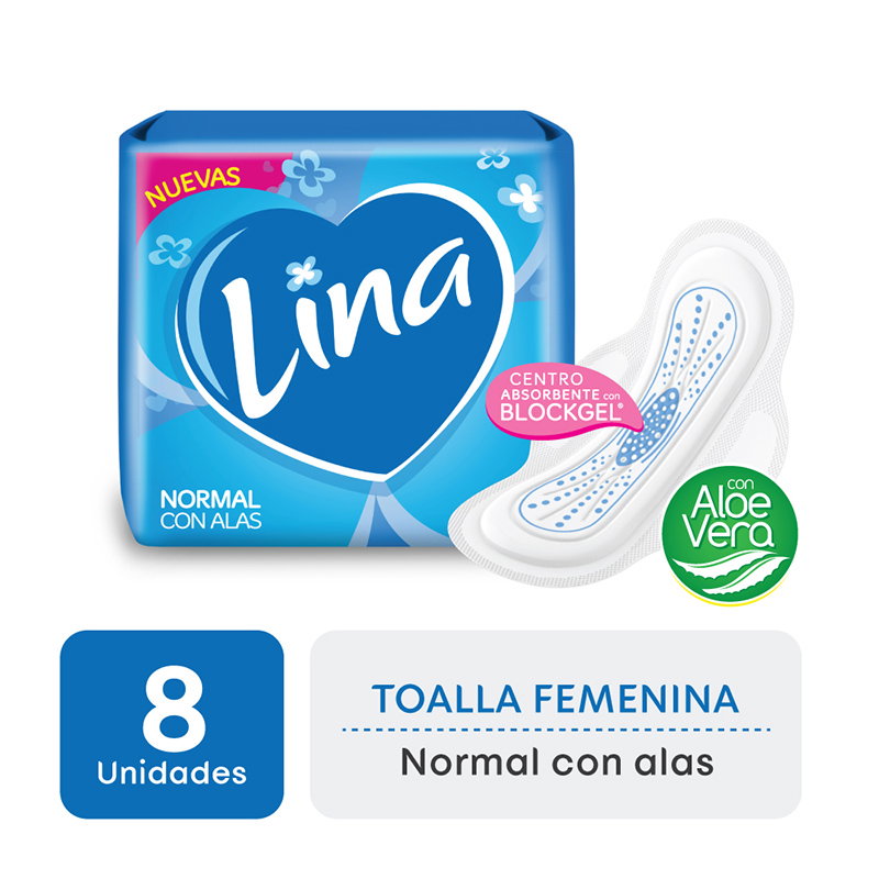 Toalla Fem. Anatomica Normal C/Alas Lina 8 Un