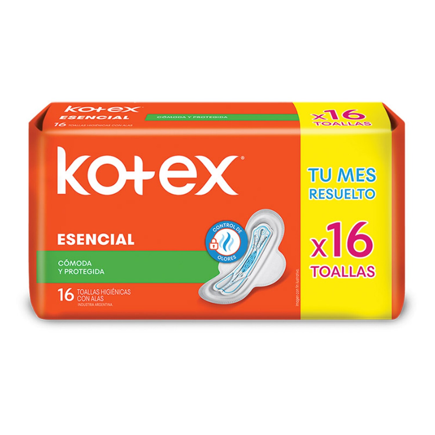 Toalla Fem. Esencial Normal C/Alas Kotex 16 Un