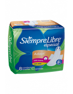 Toalla Fem. Especial Adapt Suave C/A Nv Siempre Libre 8 Un