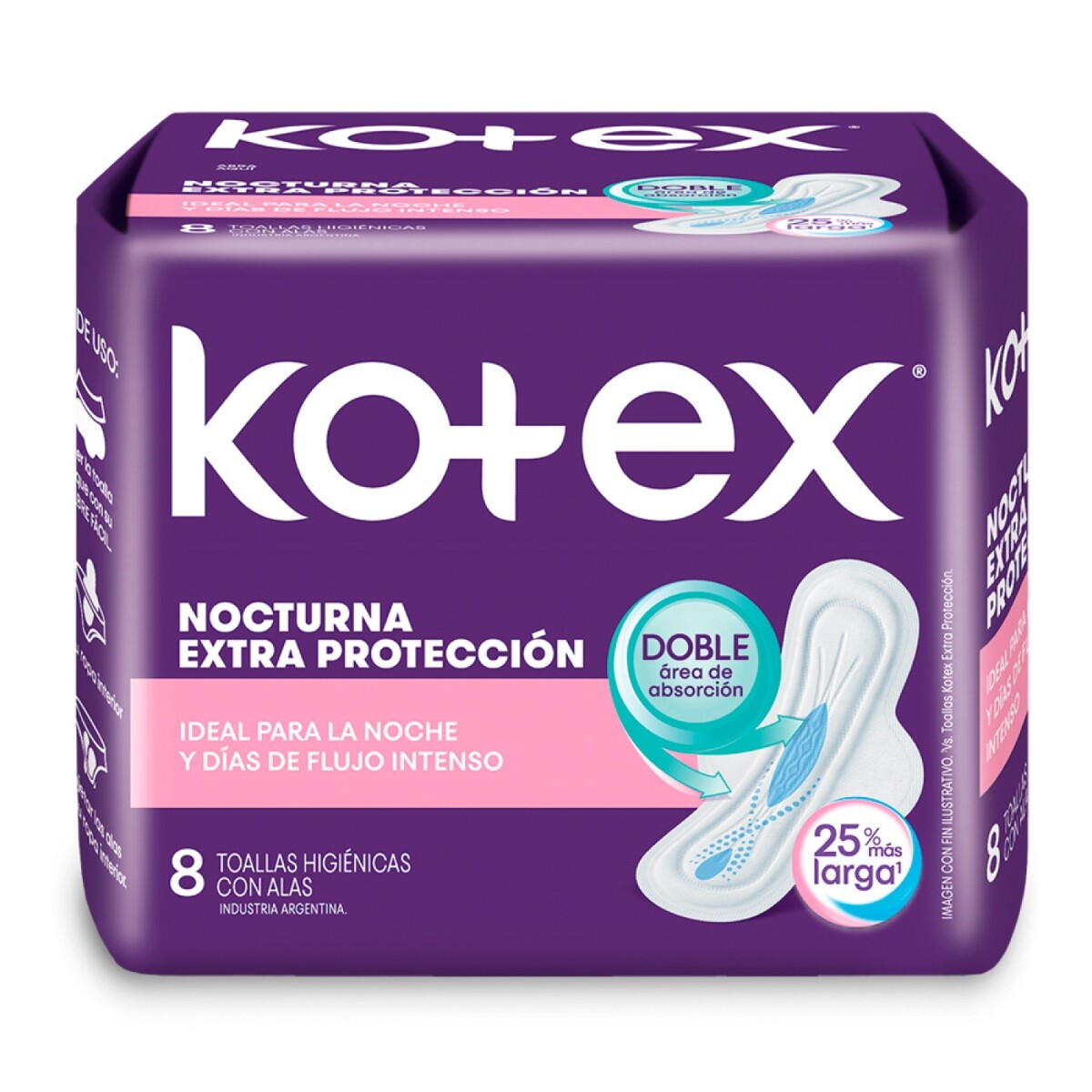 Toalla Fem. Nocturna C/Alas Doble A.Abs Kotex 8 Un