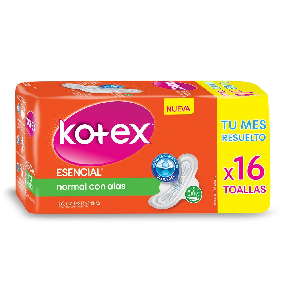 Toalla Fem. Normal C/Alas Kotex 16 Un