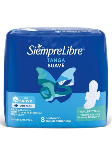 Toalla Fem. Tanga Suave C/A Prot.x6hs. Siempre Libre 8 Un