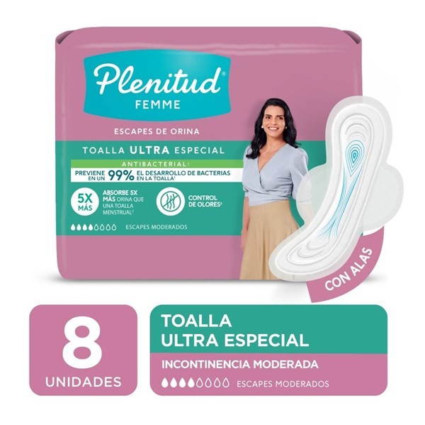 Toalla P/Adulto Ultra Especial C/A Anti Plenitud 8 Un