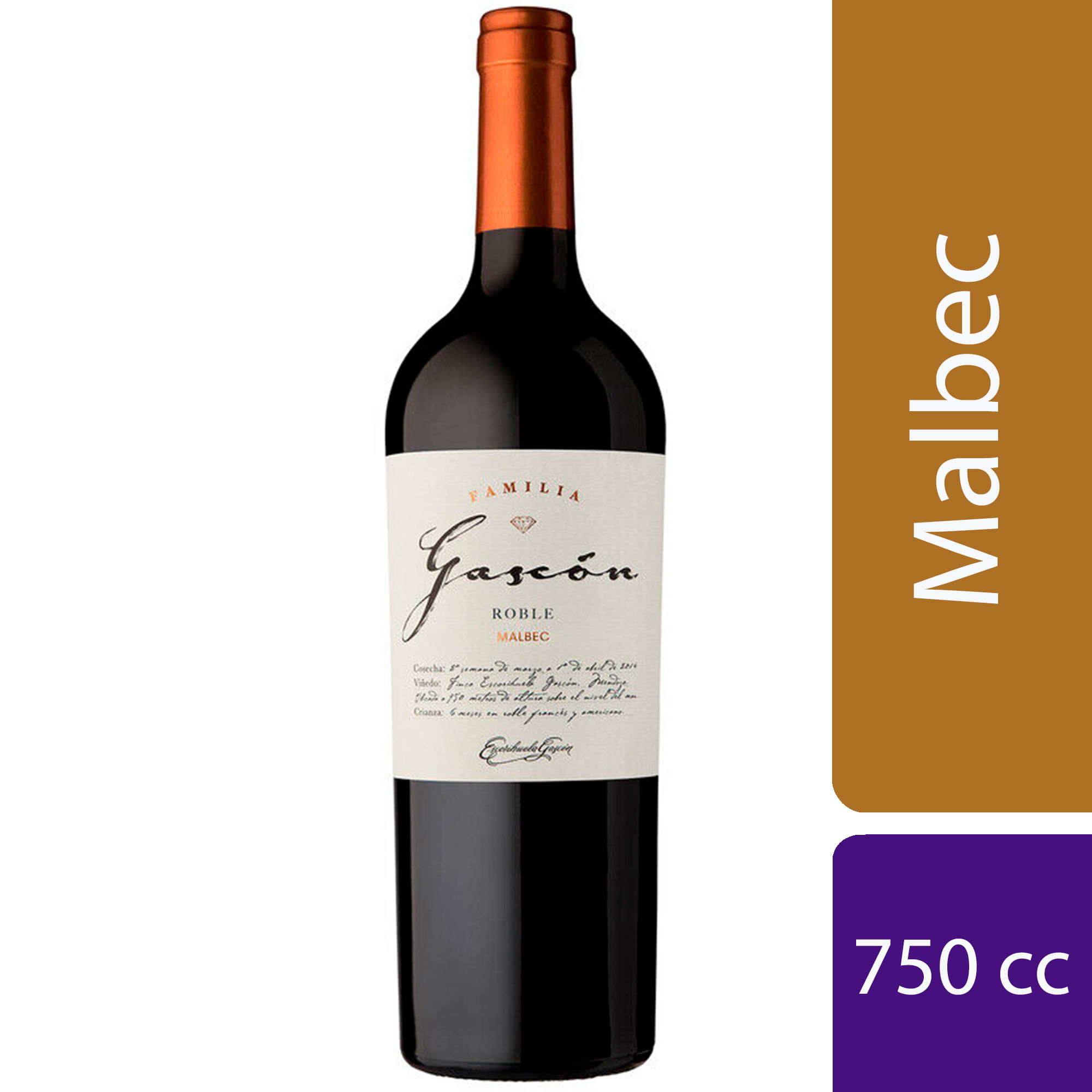 Vino Malbec Familia Gascon 750 cc