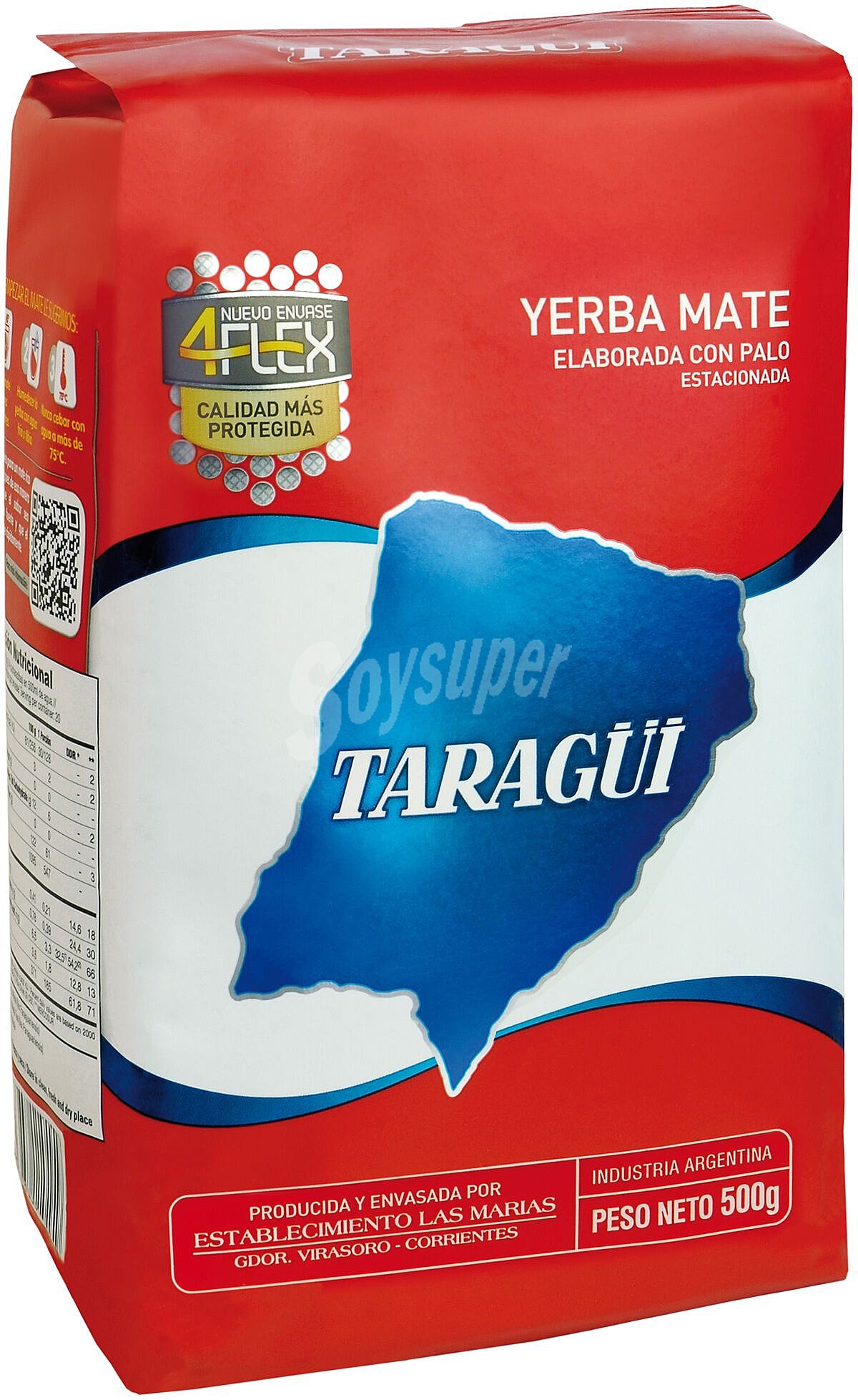 Yerba con Palo 4Flex Taragüi 500 Grs